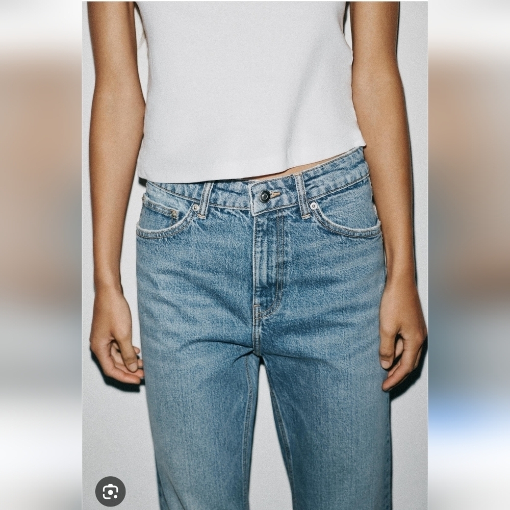 Zara Blue Ankle Cropped Slim Fit Stretch Jeans - Size 2 Great Condition